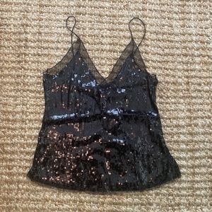 Free People Black Sequin Tank Top